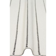 Eko Halı Riva Rv 03 Cream Black Makinede Yıkanabilir  Kaymaz Tabanlı Pamuk Kilim