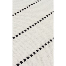 Eko Halı Riva Rv 03 Cream Black Makinede Yıkanabilir  Kaymaz Tabanlı Pamuk Kilim