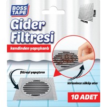 Boss Tape Gider Filtresi 10lu Banyo Küvet Duşakabin Gider Süzgeci