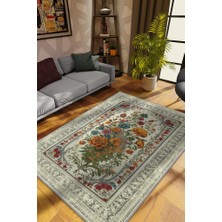 Homshtag Art Deco Kır Çiçeği Vintage Halı Görünümlü Dijital Baskı Renkli Halı Rustik Çiçekli Halı