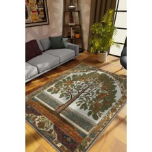 Homshtag Art Deco Kavak Ağacı Vintage Halı Görünümlü Dijital Baskı Renkli Halı,Rustik Çiçekli Halı
