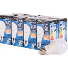 Ack 9W LED Ampul 3000K Günışığı  E27 8'li Eko Paket