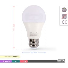 Ack 9W LED Ampul 4000K Günışığı  E27 8'li Eko Paket