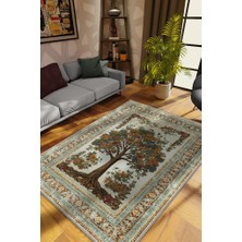 Homshtag Art Deco Meşe Ağacı Vintage Halı Görünümlü Dijital Baskı Renkli Halı,Rustik Çiçekli Halı