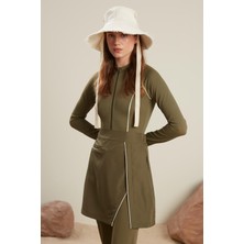 Manuka Tesettür Biyeli Mayo Etek Haki