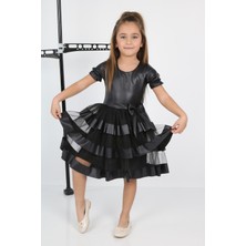 Çocuk Yolu Kids Tüllü Leather Kız Çocuk Abiye
