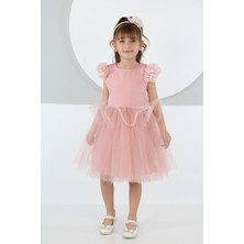Çocuk Yolu Kids Kolu Gül Detaylı  Kız Abiye