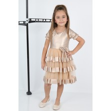 Çocuk Yolu Kids Tüllü Leather Kız Çocuk Abiye Özel Olaylar İçin Şık ve Rahat Silüet