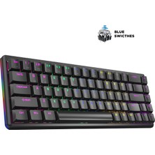 Rampage Rebel Siyah Low Profile Blue Switch Us Layout Rainbow Mekanik Gaming Oyuncu Klavye