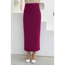 Bym Fashion Bel Lastikli Likralı Kalem Etek 1074 Fuşya