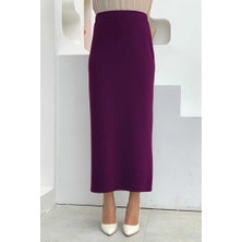 Bym Fashion Bel Lastikli Likralı Kalem Etek 1074 Mor