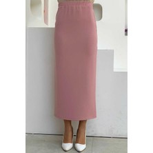 Bym Fashion Bel Lastikli Likralı Kalem Etek 1074 Pudra