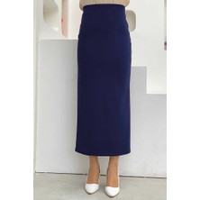 Bym Fashion Bel Lastikli Likralı Kalem Etek 1074 Lacivert