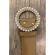 Bym Fashion 9029 İncili Üçgen Kemer Vizon