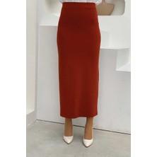 Bym Fashion Bel Lastikli Likralı Kalem Etek 1074 Kiremit