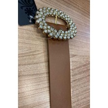 Bym Fashion 9028 Büyük Taşlı Kemer Taba