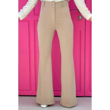 Bym Fashion Bel Fermuarlı İspanyolpaça Pantolon 0231 Vizon