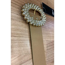 Bym Fashion 9028 Büyük Taşlı Kemer Vizon