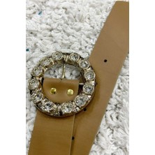 Bym Fashion 9059 Deri Taşlı Kemer Vizon