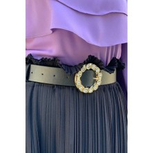 Bym Fashion 9059 Deri Taşlı Kemer Siyah