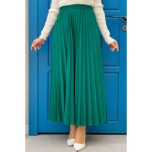 Bym Fashion Bel Lastikli Piliseli Etek 1178 Zümrüt