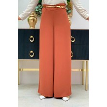Bym Fashion Fermuarlı Kemer Aksesuarlı Pantolon Etek 0125 Kiremit