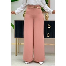 Bym Fashion Fermuarlı Kemer Aksesuarlı Pantolon Etek 0125 Somon