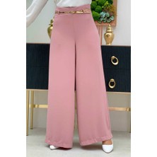 Bym Fashion Fermuarlı Kemer Aksesuarlı Pantolon Etek 0125 Pudra