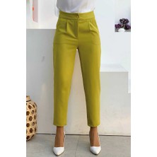Bym Fashion Fermuarlı Cep Detaylı Kalem Pantolon 0201 Yağ Yeşili