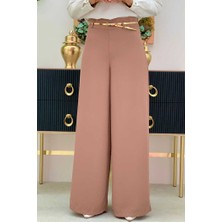 Bym Fashion Fermuarlı Kemer Aksesuarlı Pantolon Etek 0125 Taba