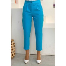 Bym Fashion Fermuarlı Cep Detaylı Kalem Pantolon 0201 Mavi