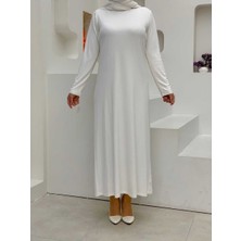 Bym Fashion Bym Düz Bisklet Yaka Uzun Kol Iç Sandy Elbise 3202 Ekru