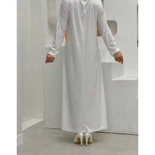 Bym Fashion Bym Düz Bisklet Yaka Uzun Kol Iç Sandy Elbise 3202 Ekru