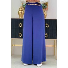 Bym Fashion Büyük Beden Fermuarlı Kemer Aksesuarlı Pantolon Etek 0125-1 İndigo