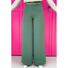 Bym Fashion Büyük Beden Fermuarlı Kemer Aksesuarlı Pantolon Etek 0125-1 Haki