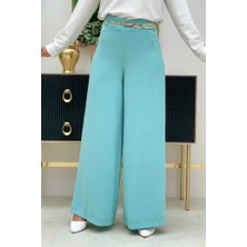 Bym Fashion Büyük Beden Fermuarlı Kemer Aksesuarlı Pantolon Etek 0125-1 Mint