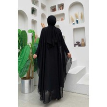 Bym Fashion Bym Pul Payet Işlemeli Şifon Pelerinli Elbiseli Abiye Takım 3774 Siyah