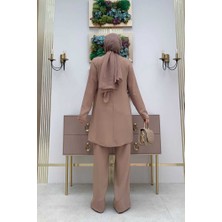 Bym Fashion Bym Taş Baskı Desenli Tunik Pantolon Takım 8447 Vizon