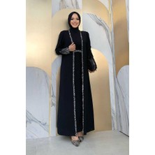 Bym Fashion Taş İşleme Detaylı Yelekli Elbise Takım 3838 Siyah