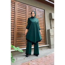 Bym Fashion Bym Omuz Taş Işleme Detay Tunik Ikili Triko Takım 23309 Zümrüt
