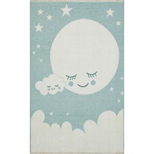 Eko Halı Noa Baby Nb 02 Blue Yıkanabilir Çift Taraflı Yumuşak Dokulu Ince Çocuk Bebek Odası Halısı