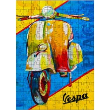 Karizma Tablo Ahşap Mdf Puzzle Yapboz Sarı Vespa Motorsiklet 120 Parça 25*35 cm