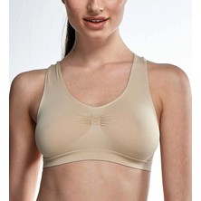 Espuar Kadın Dikişsiz Pedli Sporcu Toparlayıcı Ten Büstiyer Südyen EDY125