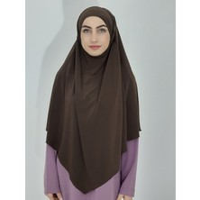 Erasra Class Hazır Sufle Baglamalı Pratık  Peceli Büyük  Esarp Khimar Kahve Renk