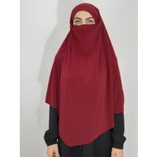 Erasra Class Hazır Sufle Baglamalı Pratık  Peceli Büyük  Esarp Khimar Bordo Renk