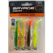 Savage Gear Cannibal Shad 8cm 5gr+7.5gr #2/0 Dark Water 4+4 Adet Silikon Seti