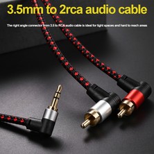 Gui Xulian 90 Derece 3.5mm Erkek 2 Rca Erkek Kablo Sağ Açı Stereo Aux Y Splitter Kablosu Mikrofon Jakı Fişi Dizüstü Bilgisayar Için 2 M (Yurt Dışından)