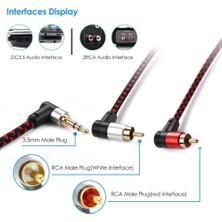 Gui Xulian 90 Derece 3.5mm Erkek 2 Rca Erkek Kablo Sağ Açı Stereo Aux Y Splitter Kablosu Mikrofon Jakı Fişi Dizüstü Bilgisayar Için 2 M (Yurt Dışından)