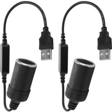 Gui Xulian USB A Erkek - 12V Araç Çakmak Soketi Dişi Dönüştürücü Kablosu 2'li Paket (Yurt Dışından)