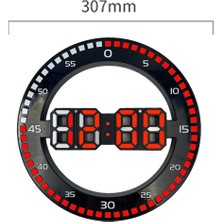 Gui Xulian Oturma Odası Duvar Saati 3D LED Taşınabilir Duvar Saati Elektronik Saat Taşınabilir Ekran Atlama Saniye, Siyah ve Kırmızı (Yurt Dışından)